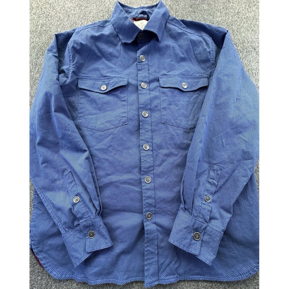 Con.Struct Shirt Mens Large Blue Chevron Button Down Long Sleeve Lined‎ Pockets